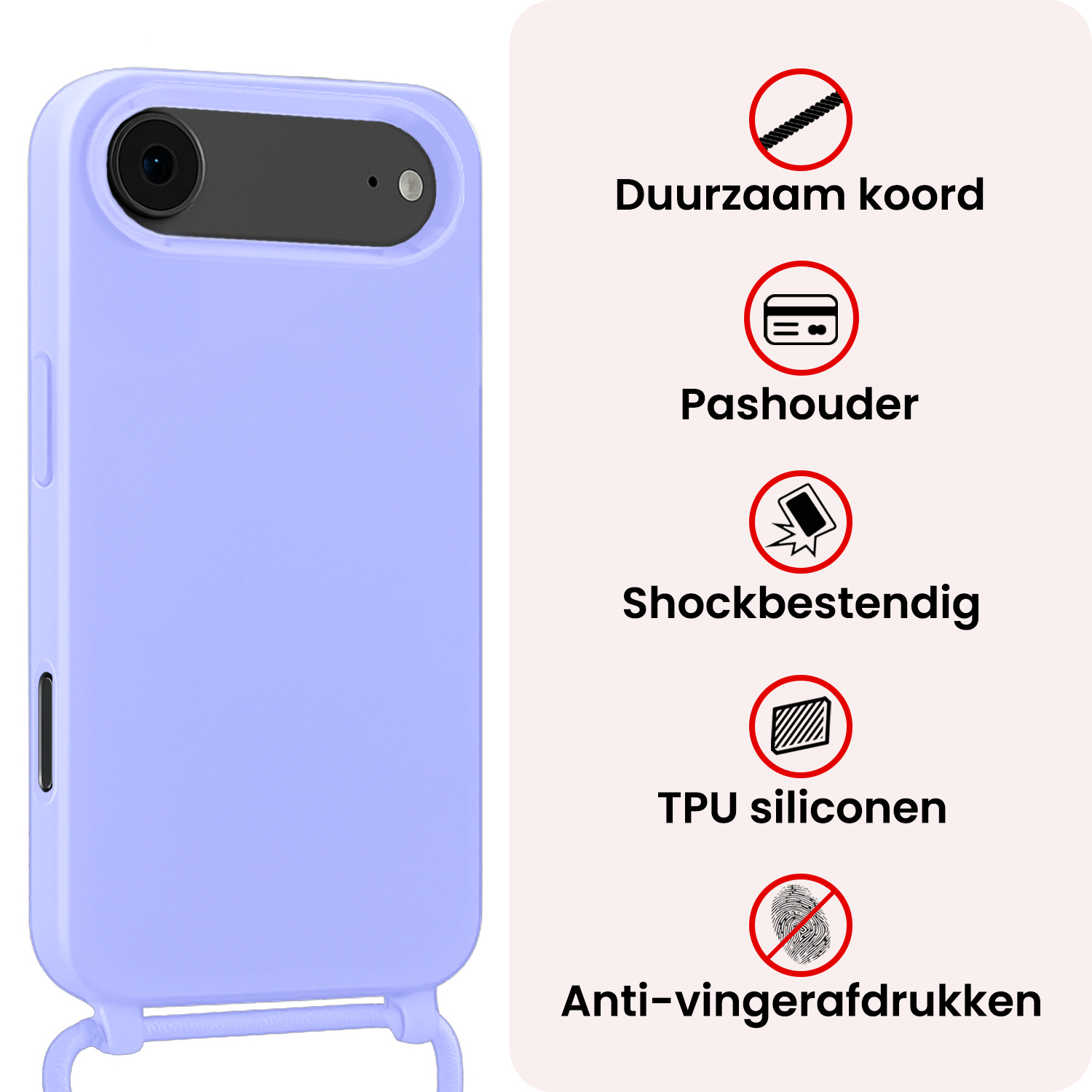 NoXx NoXx iPhone Air Hoesje met Koord Met Screenprotector - Lila