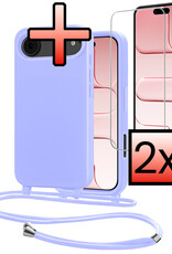 NoXx NoXx iPhone Air Hoesje met Koord Met 2x Screenprotector - Lila