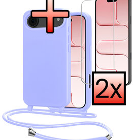 NoXx NoXx iPhone Air Hoesje met Koord Met 2x Screenprotector - Lila