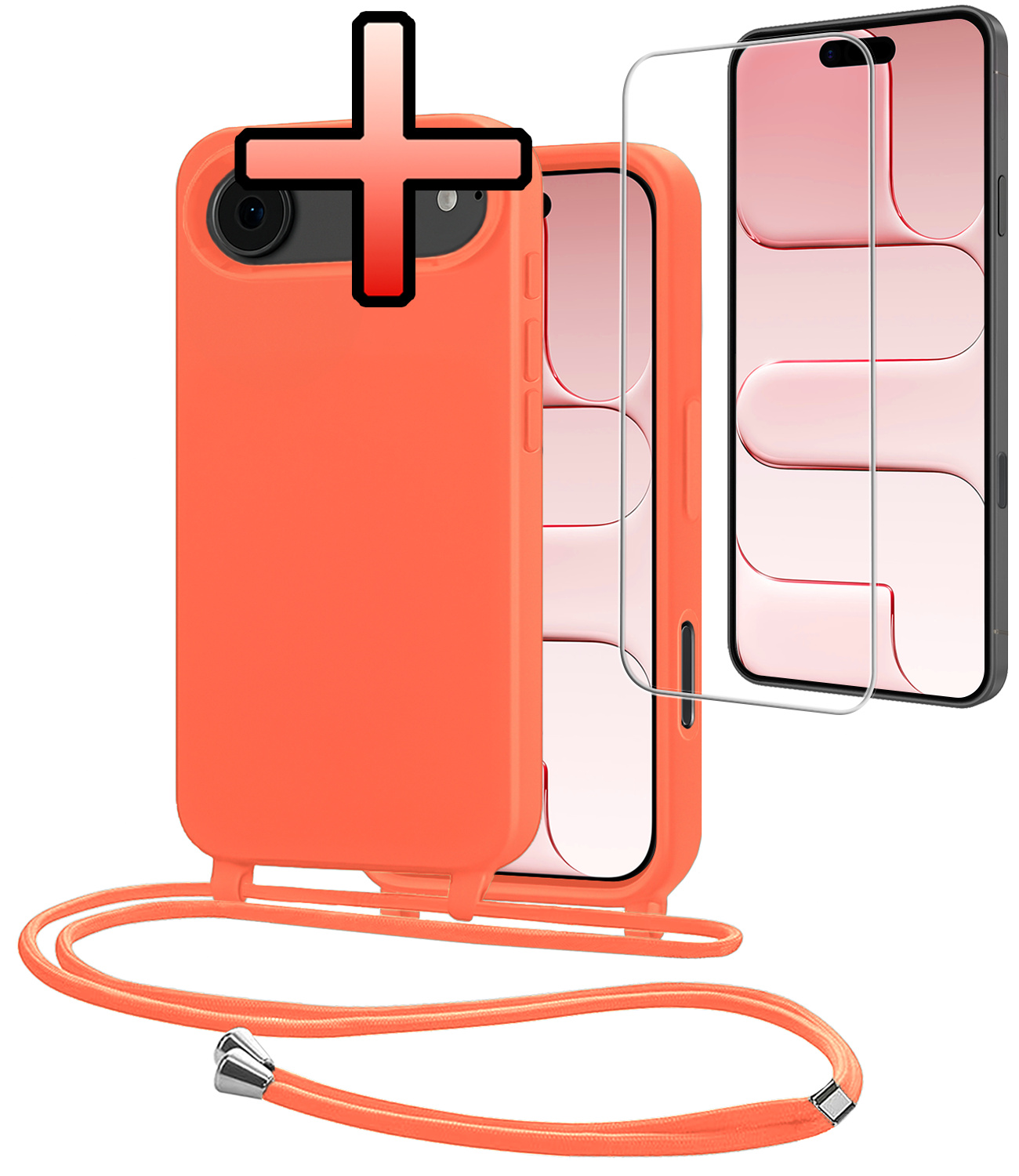 NoXx NoXx iPhone Air Hoesje met Koord Met Screenprotector - Papaya