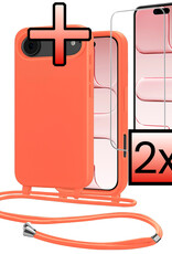 NoXx NoXx iPhone Air Hoesje met Koord Met 2x Screenprotector - Papaya