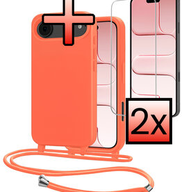 NoXx NoXx iPhone Air Hoesje met Koord Met 2x Screenprotector - Papaya