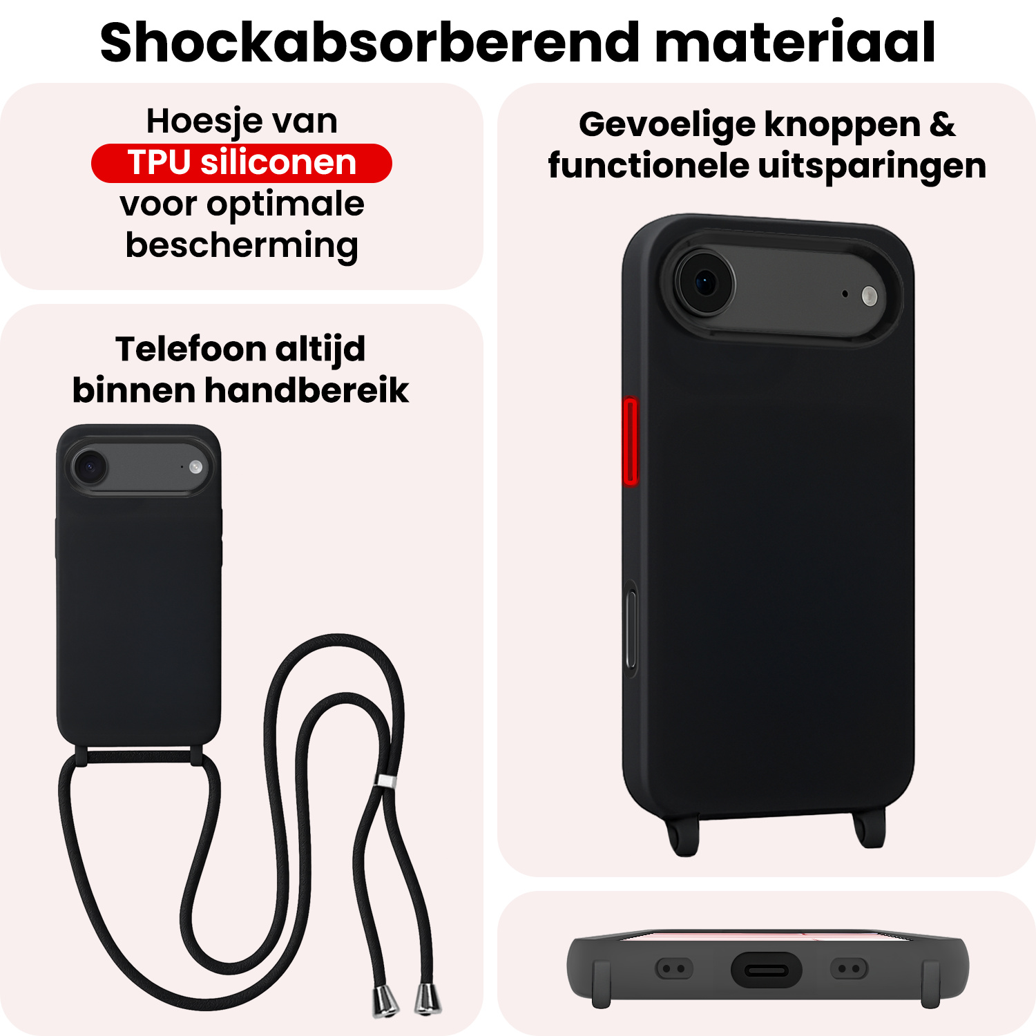 NoXx NoXx iPhone Air Hoesje met Koord - Zwart