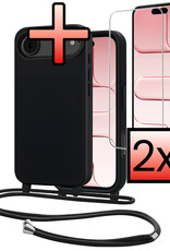 NoXx NoXx iPhone Air Hoesje met Koord Met 2x Screenprotector - Zwart