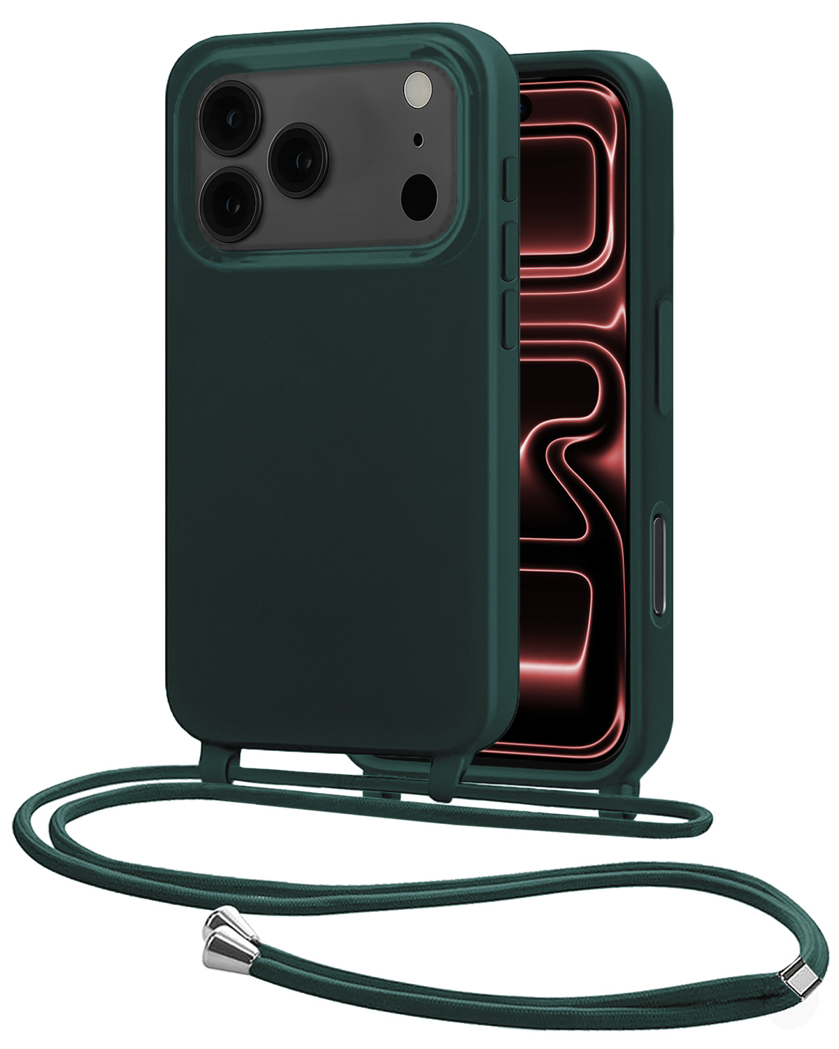 NoXx NoXx iPhone 17 Pro Hoesje met Koord - Donkergroen