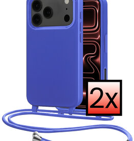 NoXx NoXx iPhone 17 Pro Hoesje met Koord - Fel Blauw - 2 PACK