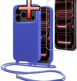NoXx NoXx iPhone 17 Pro Hoesje met Koord Met Screenprotector - Fel Blauw