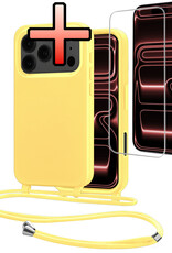 NoXx NoXx iPhone 17 Pro Hoesje met Koord Met Screenprotector - Geel