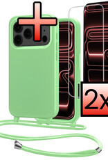 NoXx NoXx iPhone 17 Pro Hoesje met Koord Met 2x Screenprotector - Groen