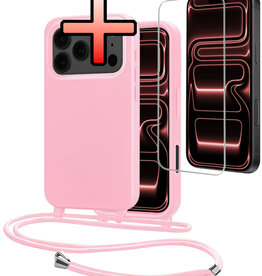 NoXx NoXx iPhone 17 Pro Hoesje met Koord Met Screenprotector - Lichtroze