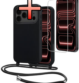 NoXx NoXx iPhone 17 Pro Hoesje met Koord Met Screenprotector - Zwart