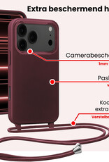 NoXx NoXx iPhone 17 Pro Max Hoesje met Koord Met Screenprotector - Aubergine