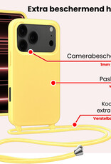 NoXx NoXx iPhone 17 Pro Max Hoesje met Koord Met Screenprotector - Geel