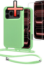 NoXx NoXx iPhone 17 Pro Max Hoesje met Koord Met Screenprotector - Groen