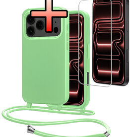NoXx NoXx iPhone 17 Pro Max Hoesje met Koord Met Screenprotector - Groen