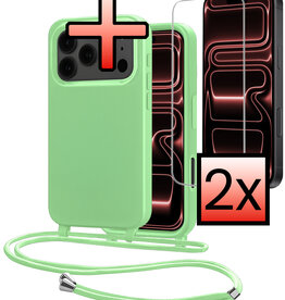 NoXx NoXx iPhone 17 Pro Max Hoesje met Koord Met 2x Screenprotector - Groen