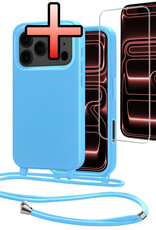 NoXx NoXx iPhone 17 Pro Max Hoesje met Koord Met Screenprotector - Lichtblauw