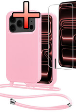 NoXx NoXx iPhone 17 Pro Max Hoesje met Koord Met Screenprotector - Lichtroze