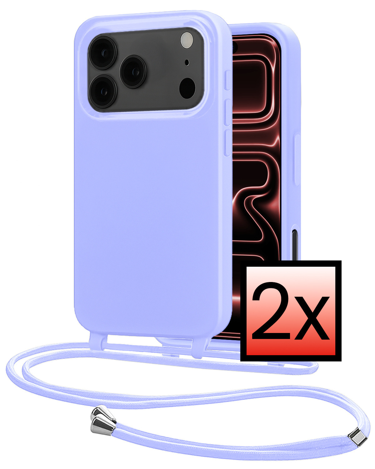NoXx NoXx iPhone 17 Pro Max Hoesje met Koord - Lila - 2 PACK