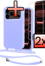 NoXx NoXx iPhone 17 Pro Max Hoesje met Koord Met 2x Screenprotector - Lila
