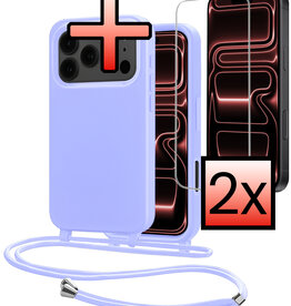 NoXx NoXx iPhone 17 Pro Max Hoesje met Koord Met 2x Screenprotector - Lila