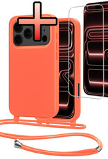 NoXx NoXx iPhone 17 Pro Max Hoesje met Koord Met Screenprotector - Papaya