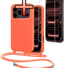 NoXx NoXx iPhone 17 Pro Max Hoesje met Koord Met Screenprotector - Papaya