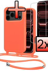 NoXx NoXx iPhone 17 Pro Max Hoesje met Koord Met 2x Screenprotector - Papaya