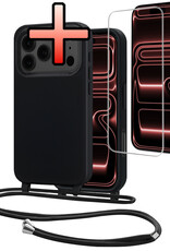 NoXx NoXx iPhone 17 Pro Max Hoesje met Koord Met Screenprotector - Zwart
