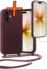 Nomfy Nomfy iPhone 17 Hoesje met Koord Met Screenprotector - Aubergine