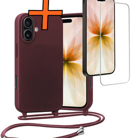 Nomfy Nomfy iPhone 17 Hoesje met Koord Met Screenprotector - Aubergine