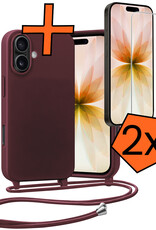 Nomfy Nomfy iPhone 17 Hoesje met Koord Met 2x Screenprotector - Aubergine