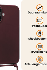 Nomfy Nomfy iPhone 17 Hoesje met Koord Met 2x Screenprotector - Aubergine