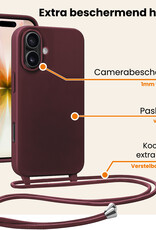 Nomfy Nomfy iPhone 17 Hoesje met Koord Met 2x Screenprotector - Aubergine