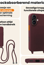 Nomfy Nomfy iPhone 17 Hoesje met Koord Met 2x Screenprotector - Aubergine