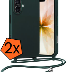 Nomfy Nomfy iPhone 17 Hoesje met Koord - Donkergroen - 2 PACK