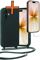 Nomfy Nomfy iPhone 17 Hoesje met Koord Met Screenprotector - Donkergroen