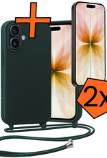 Nomfy Nomfy iPhone 17 Hoesje met Koord Met 2x Screenprotector - Donkergroen