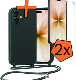 Nomfy Nomfy iPhone 17 Hoesje met Koord Met 2x Screenprotector - Donkergroen