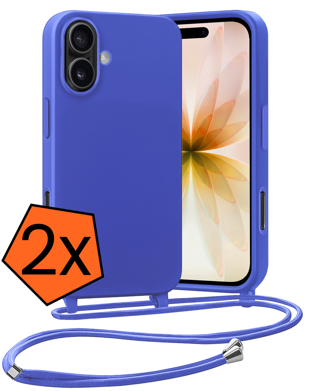 Nomfy Nomfy iPhone 17 Hoesje met Koord - Fel Blauw - 2 PACK