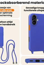 Nomfy Nomfy iPhone 17 Hoesje met Koord - Fel Blauw - 2 PACK