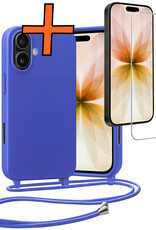 Nomfy Nomfy iPhone 17 Hoesje met Koord Met Screenprotector - Fel Blauw