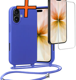 Nomfy Nomfy iPhone 17 Hoesje met Koord Met Screenprotector - Fel Blauw