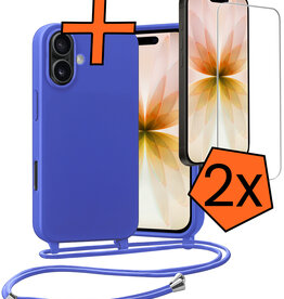 Nomfy Nomfy iPhone 17 Hoesje met Koord Met 2x Screenprotector - Fel Blauw