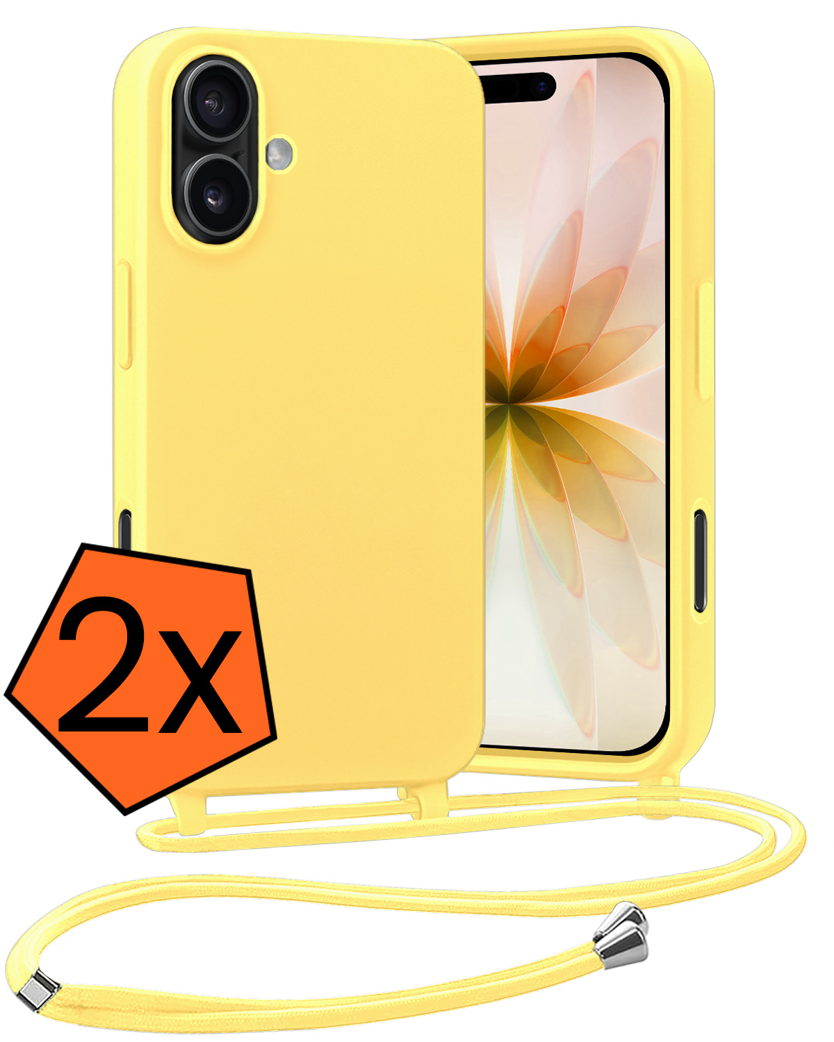Nomfy Nomfy iPhone 17 Hoesje met Koord - Geel - 2 PACK