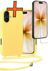 Nomfy Nomfy iPhone 17 Hoesje met Koord Met Screenprotector - Geel
