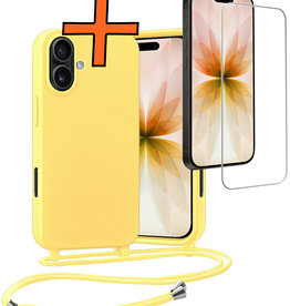 Nomfy Nomfy iPhone 17 Hoesje met Koord Met Screenprotector - Geel