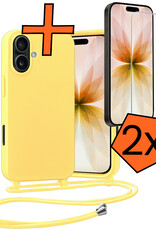 Nomfy Nomfy iPhone 17 Hoesje met Koord Met 2x Screenprotector - Geel