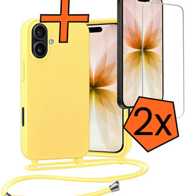 Nomfy Nomfy iPhone 17 Hoesje met Koord Met 2x Screenprotector - Geel