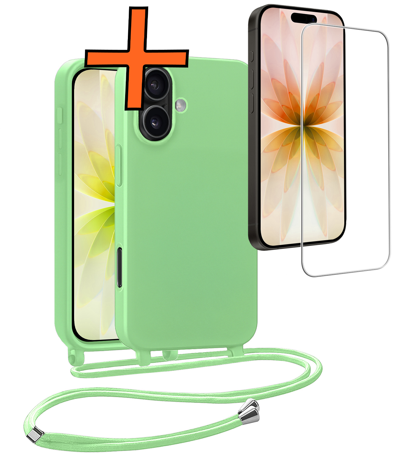 Nomfy Nomfy iPhone 17 Hoesje met Koord Met Screenprotector - Groen